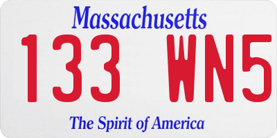 MA license plate 133WN5