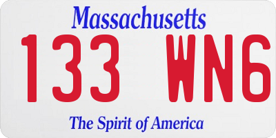 MA license plate 133WN6