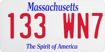 MA license plate 133WN7