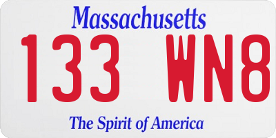MA license plate 133WN8