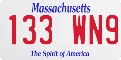 MA license plate 133WN9