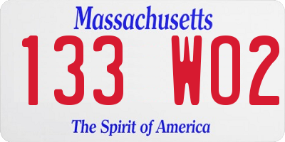 MA license plate 133WO2