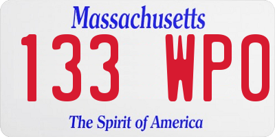 MA license plate 133WP0