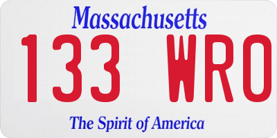 MA license plate 133WR0