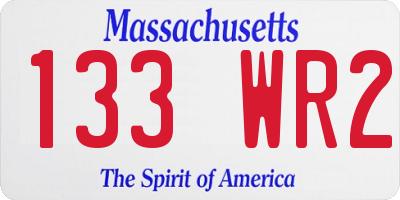 MA license plate 133WR2