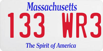 MA license plate 133WR3