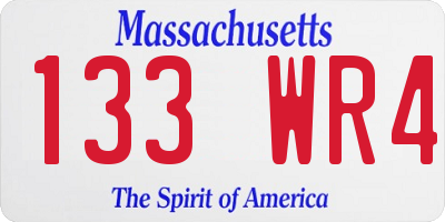 MA license plate 133WR4