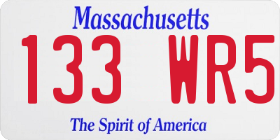 MA license plate 133WR5