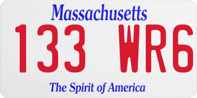 MA license plate 133WR6