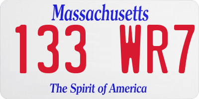 MA license plate 133WR7