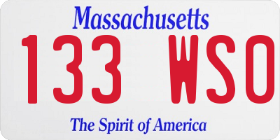 MA license plate 133WS0