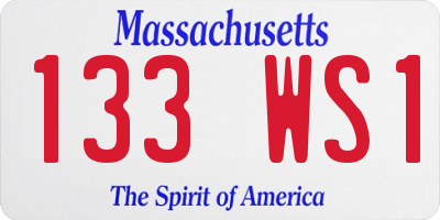 MA license plate 133WS1