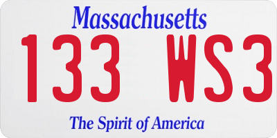 MA license plate 133WS3