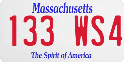 MA license plate 133WS4