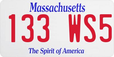 MA license plate 133WS5