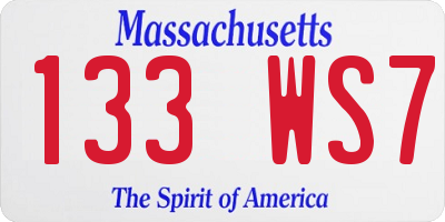MA license plate 133WS7