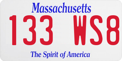 MA license plate 133WS8