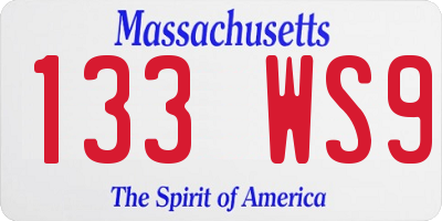 MA license plate 133WS9