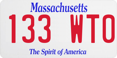 MA license plate 133WT0