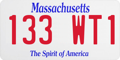 MA license plate 133WT1