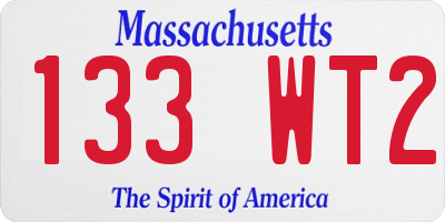 MA license plate 133WT2