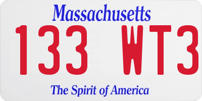 MA license plate 133WT3