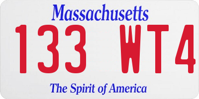 MA license plate 133WT4