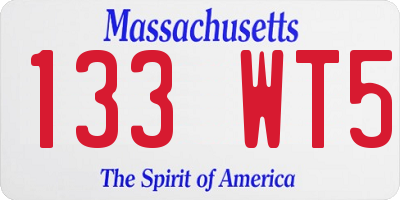 MA license plate 133WT5