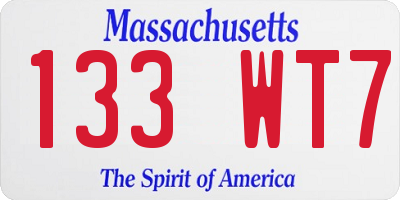 MA license plate 133WT7