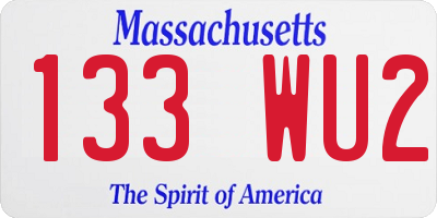 MA license plate 133WU2