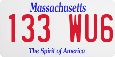 MA license plate 133WU6