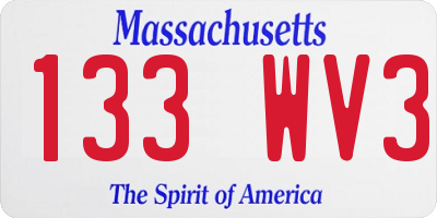 MA license plate 133WV3