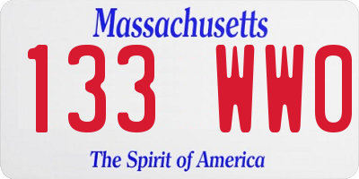 MA license plate 133WW0