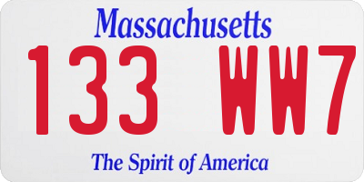 MA license plate 133WW7