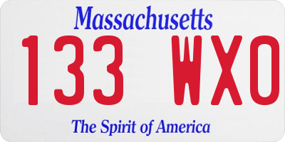 MA license plate 133WX0