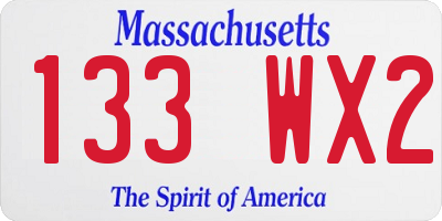 MA license plate 133WX2