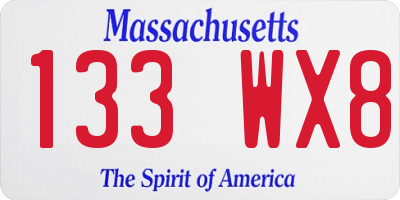 MA license plate 133WX8