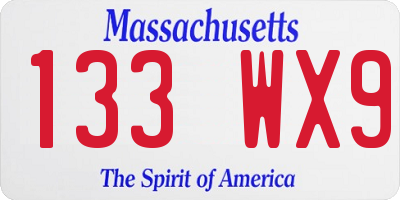 MA license plate 133WX9