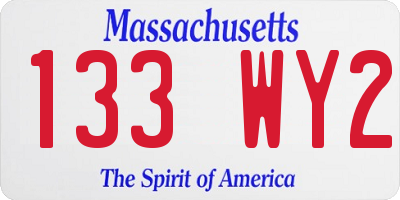 MA license plate 133WY2