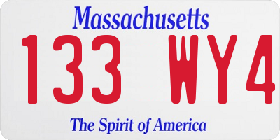 MA license plate 133WY4