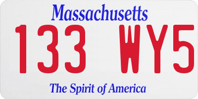 MA license plate 133WY5