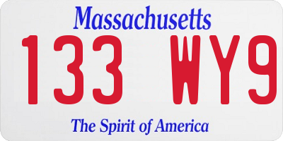 MA license plate 133WY9