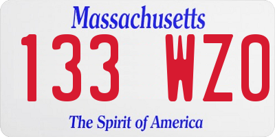 MA license plate 133WZ0