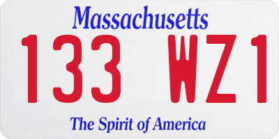 MA license plate 133WZ1