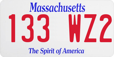 MA license plate 133WZ2