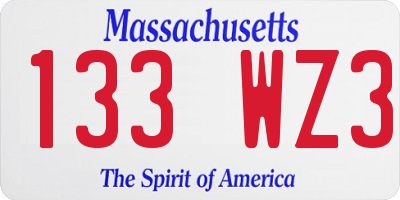 MA license plate 133WZ3
