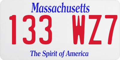 MA license plate 133WZ7