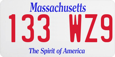 MA license plate 133WZ9