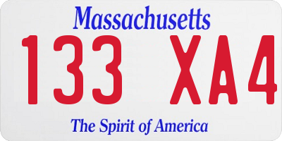 MA license plate 133XA4