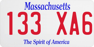 MA license plate 133XA6